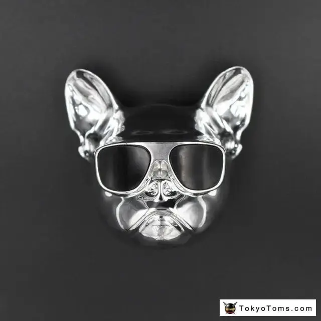 French Bull Dog Air Freshener - Refillable Fragrance Dispenser - Metallic Silver 1