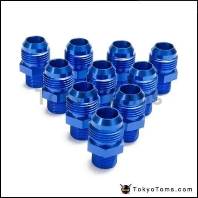 10Pcs/Lot Blue Male Blued Anodized Aluminum Union Adapter Fittings For All Oil Coole / Fuel Tank An12-01M2015 1