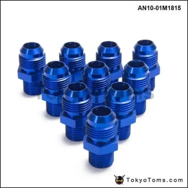 10Pcs/Lot Aluminum Straight Fuel Fittings Adaptor Male Blue Thread For All Oil Coole / Fuel Tank Line An10-01M1815 1