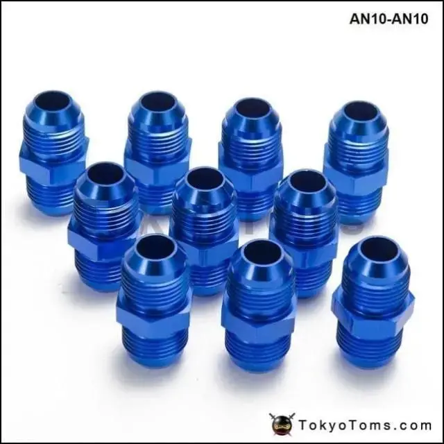 10Pcs/Lot Aluminum Straight Fuel Fittings Adaptor Male Blue An10-An10 Thread For All Oil Coole / Fuel Tank Line An10-An10 1