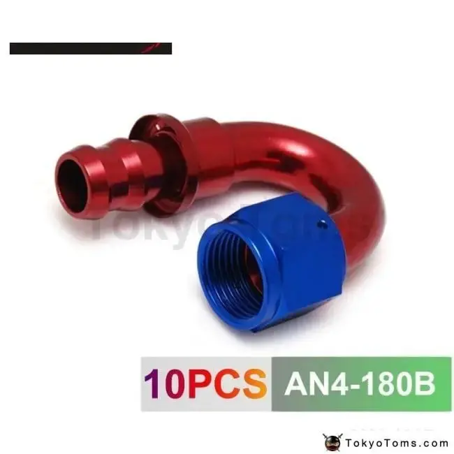 4An An4 4-An 180 Degree Swivel Oil/Fuel/Gas Line Hose End Push-On Male Fitting An4-180B 1