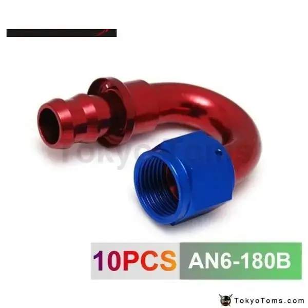 6An An6 6-An 180 Degree Swivel Oil/Fuel/Gas Line Hose End Push-On Male Fitting An6-180B 1