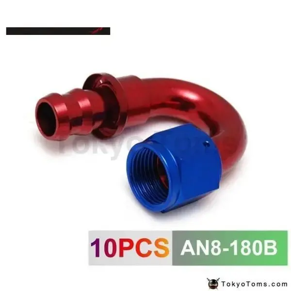 8An An8 8-An 180 Degree Swivel Oil/Fuel/Gas Line Hose End Push-On Male Fitting An8-180B 1