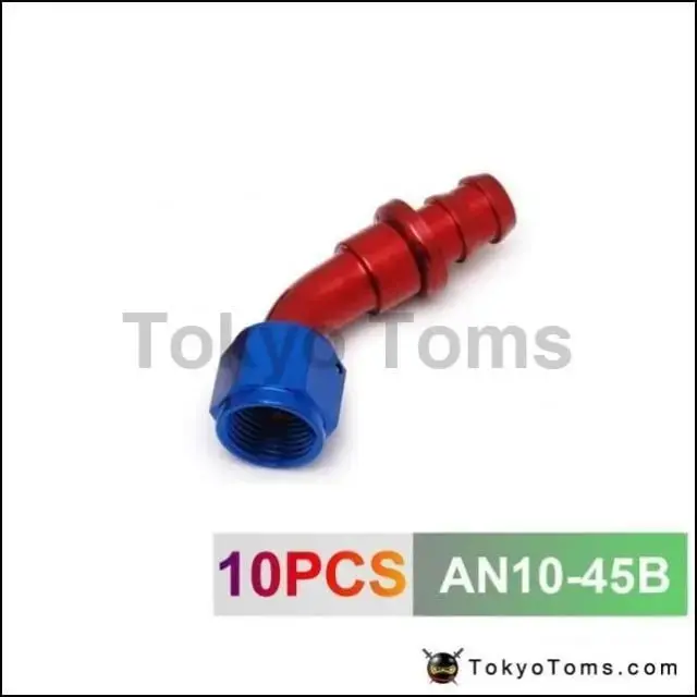 10Pcs /Set  -An10 45 Degree Aluminum Swivel Oil/Fuel/Air/Gas Line Hose End Fitting Blue An10-45B 1