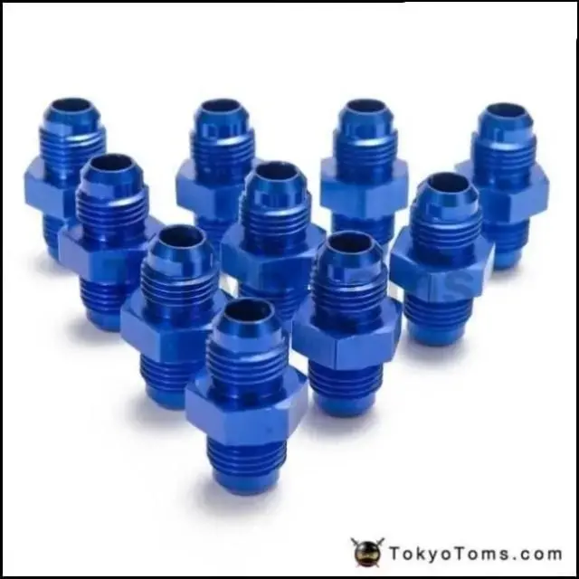 10Pcs/Lot Blue 6An An6 Flare Union Aluminum Fitting Hose End Connector Fitting Adapter For Oil Cooler/Gauge An6-An6 1