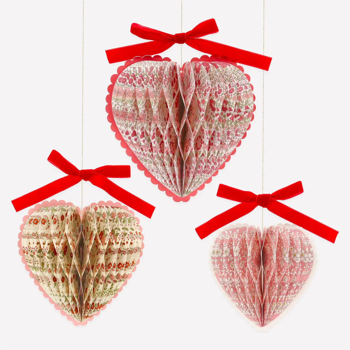 Meri Meri X Liberty Paper Honeycomb Heart Decorations 1