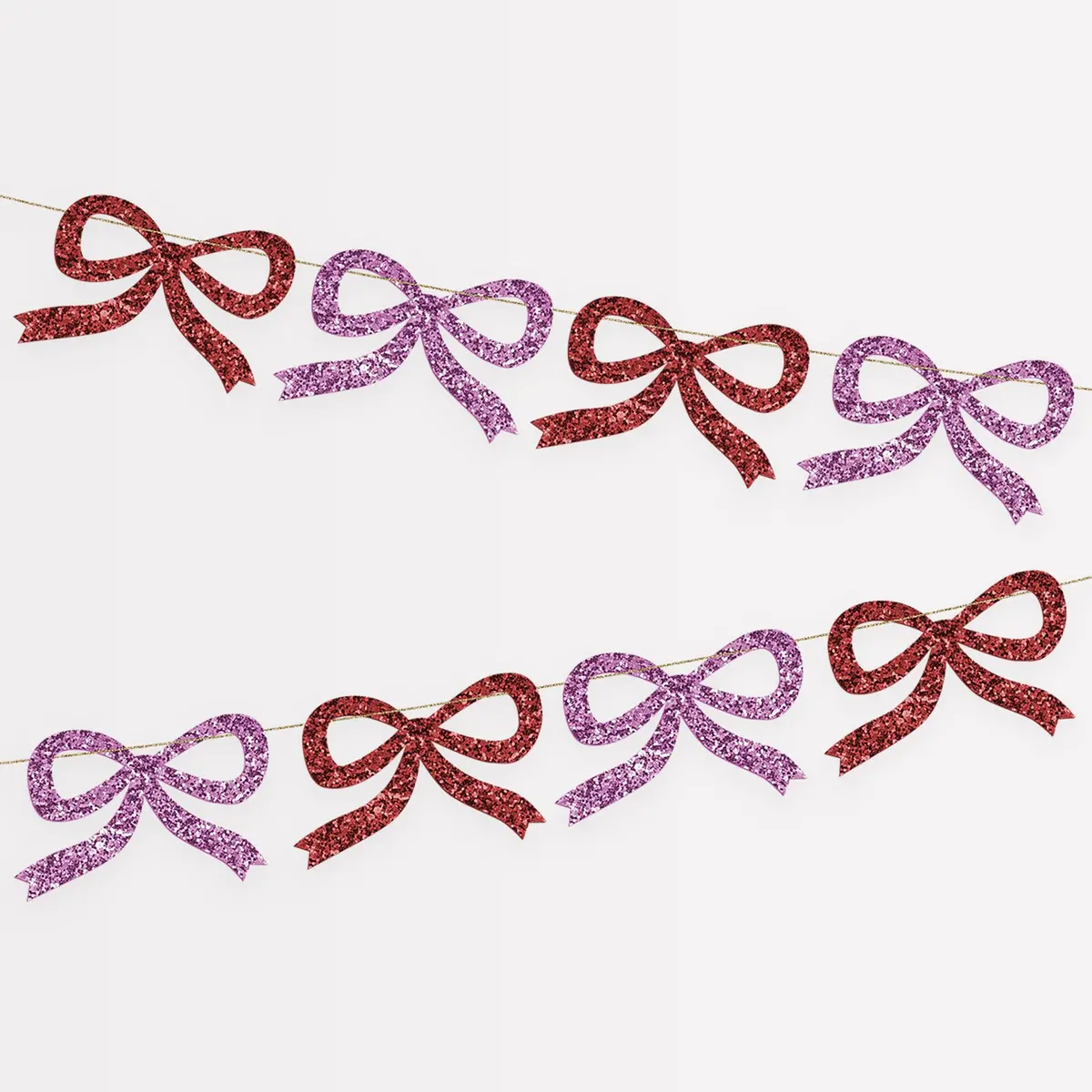 Red & Pink Glitter Bow Garland 1