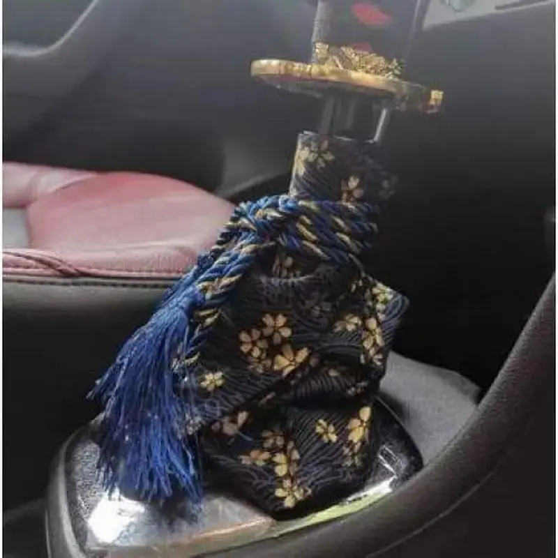 Gold Cherry Blossom + Blue Gear Boot Cover 1