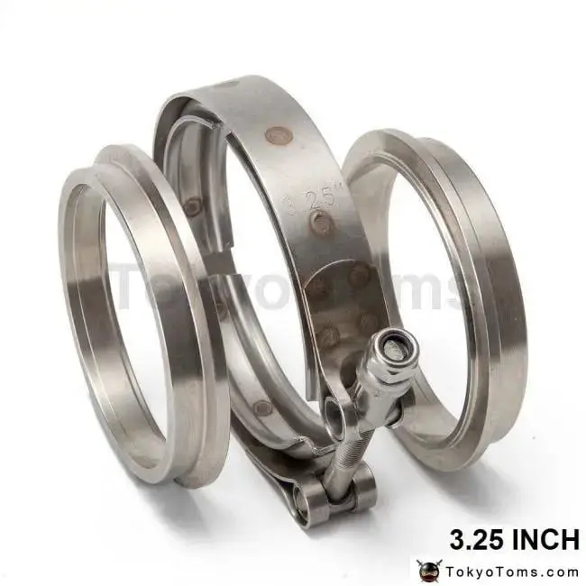 Gt45 Turbocharger 3.25" Turbo Downpipe Exhaust V-Band Clamps+Flange 1