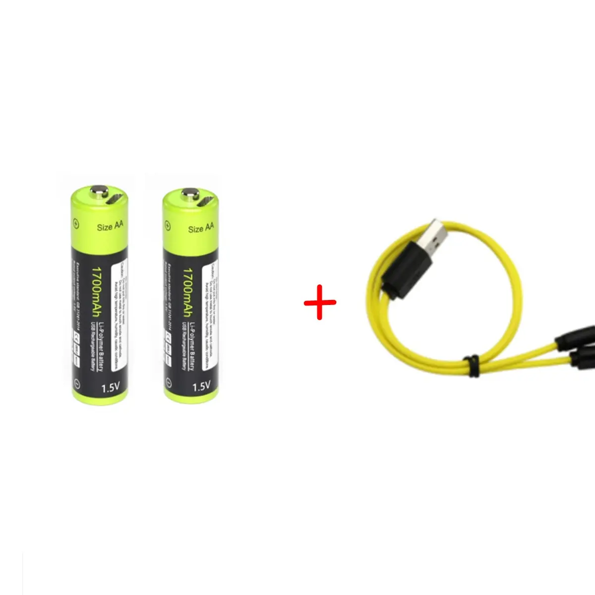 Bright Beam Aa 1.5V 1.7Ah Battery 2 Pcs Usb Rechargeable Lithium Polymer Battery 1