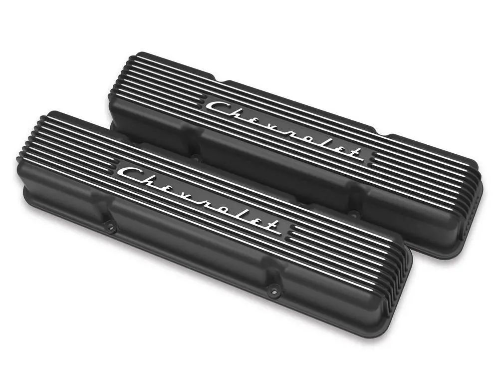 Sbc Valve Covers Finned Vintage Series Black 1