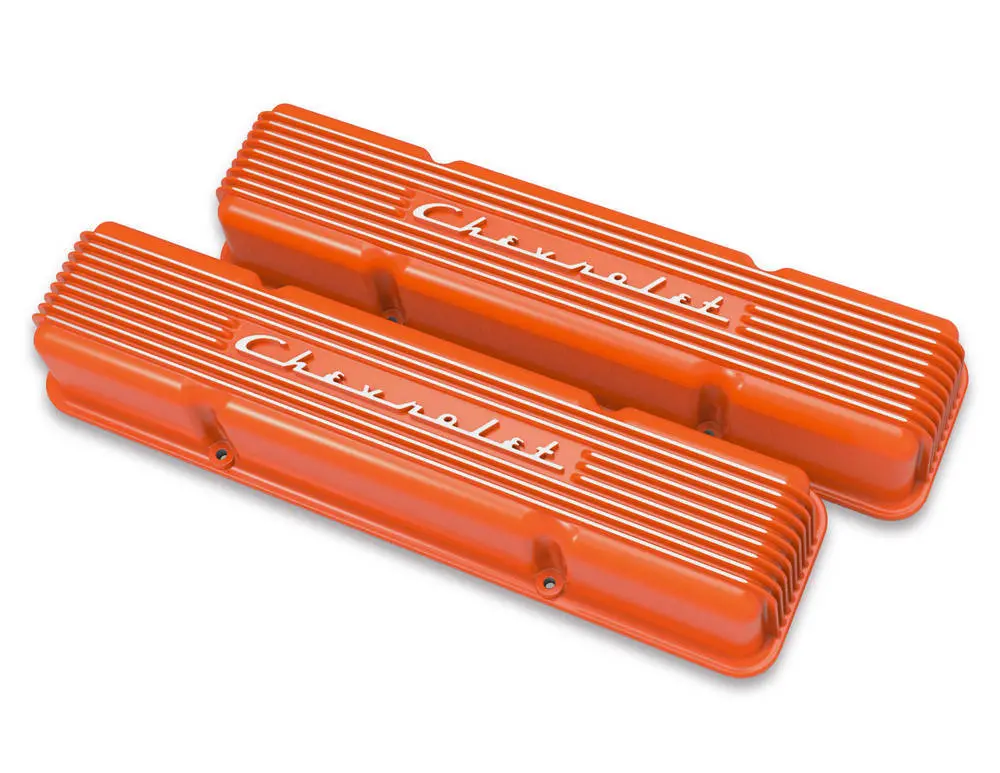 Sbc Valve Covers Finned Vintage Series Orange 1