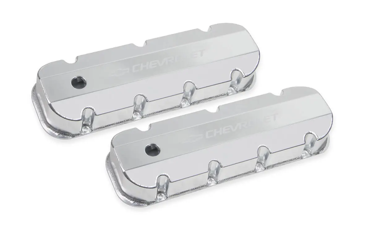 Holley Bbc Billet Rail Fab. Alm Valve Covers W/.125 Hole 1