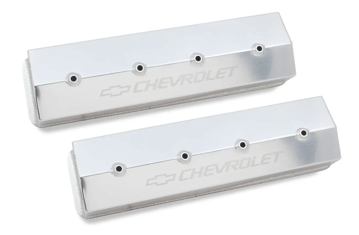 Holley Sbc Billet Rail Fab. Alm Valve Covers  W/Oil Cap 1