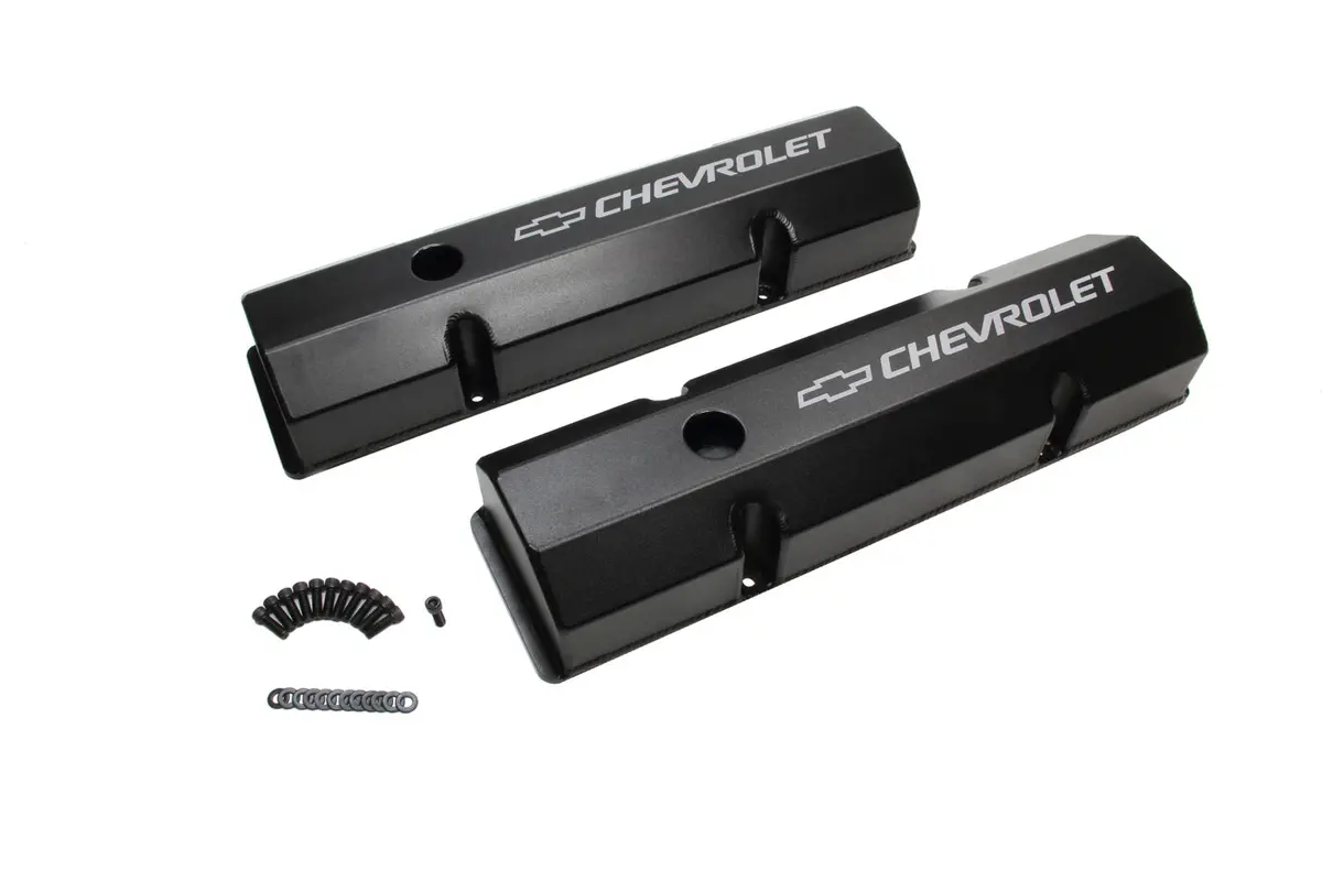 Sbc Billet Rail Fab. Alm Valve Covers  W/Oil Cap 1
