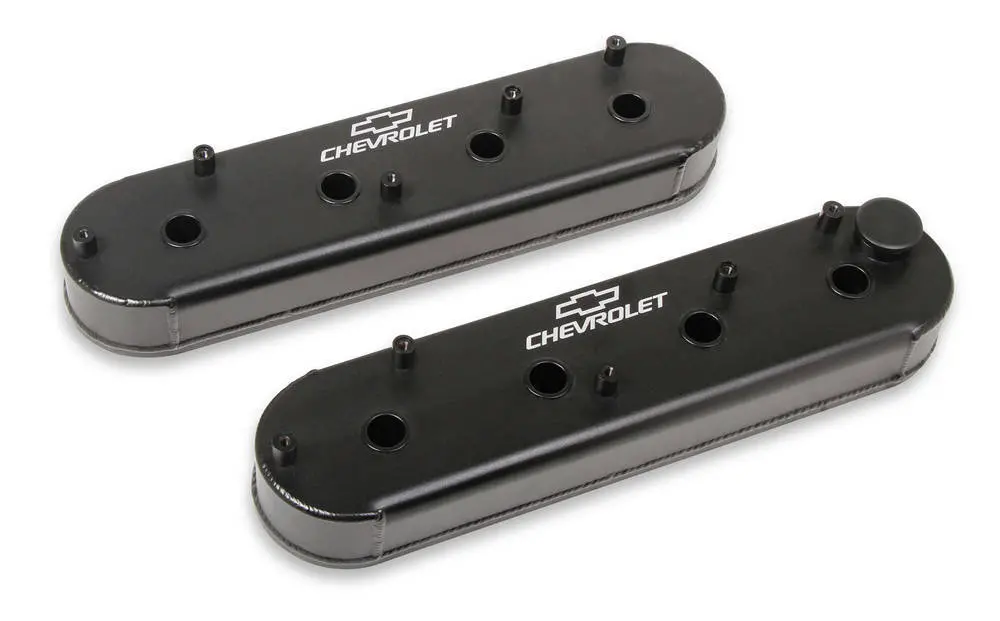 Holley Ls Billet Rail Fab. Alm Valve Covers W/Oil Cap 1