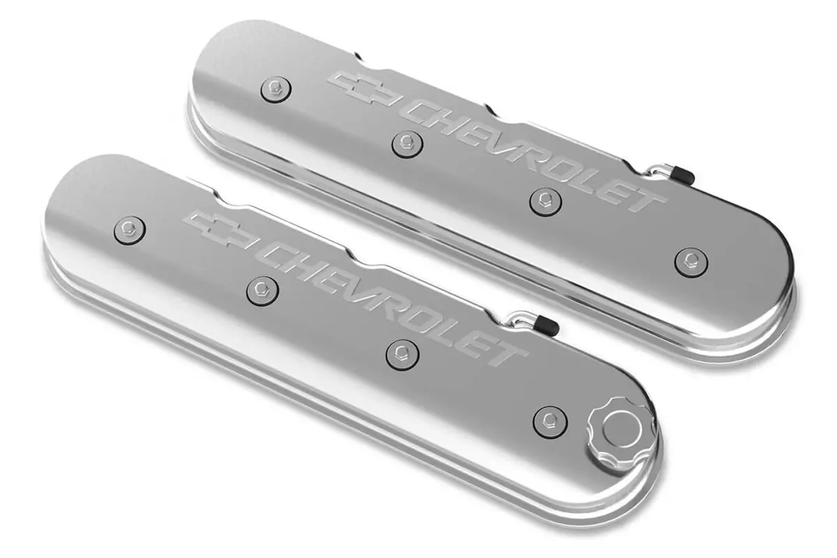 Holley Ls Billet Rail Fab. Alm Valve Covers W/Oil Cap 1
