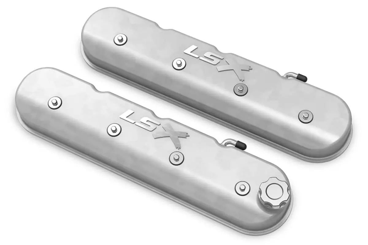Holley Ls Billet Rail Fab. Alm Valve Covers  W/Oil Cap 1