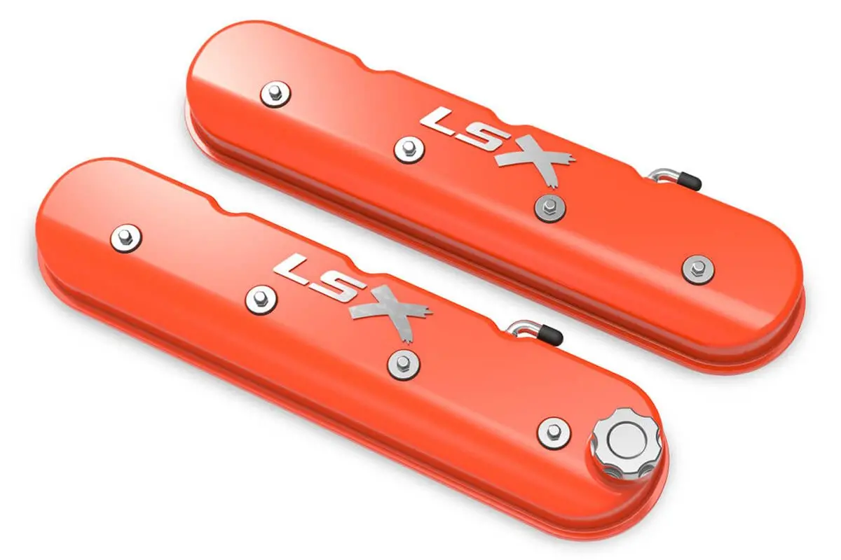 Holley Ls Billet Rail Fab. Alm Valve Covers  W/Oil Cap 1