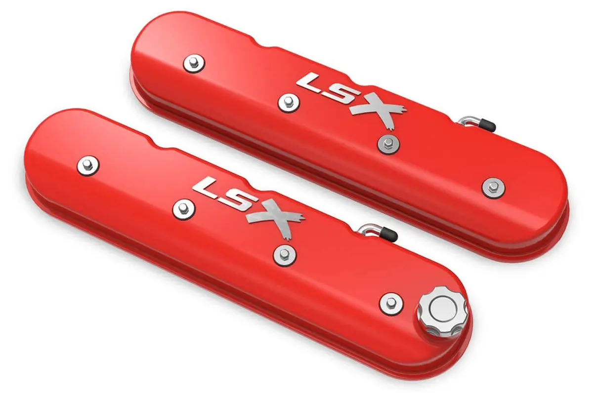 Holley Ls Billet Rail Fab. Alm Valve Covers  W/Oil Cap 1