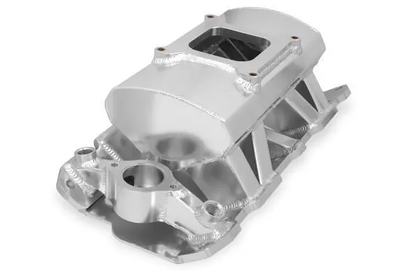 Holley Sniper Sbc Silver Fabricated Single Plane Intake Manifold 1 X 4150 1