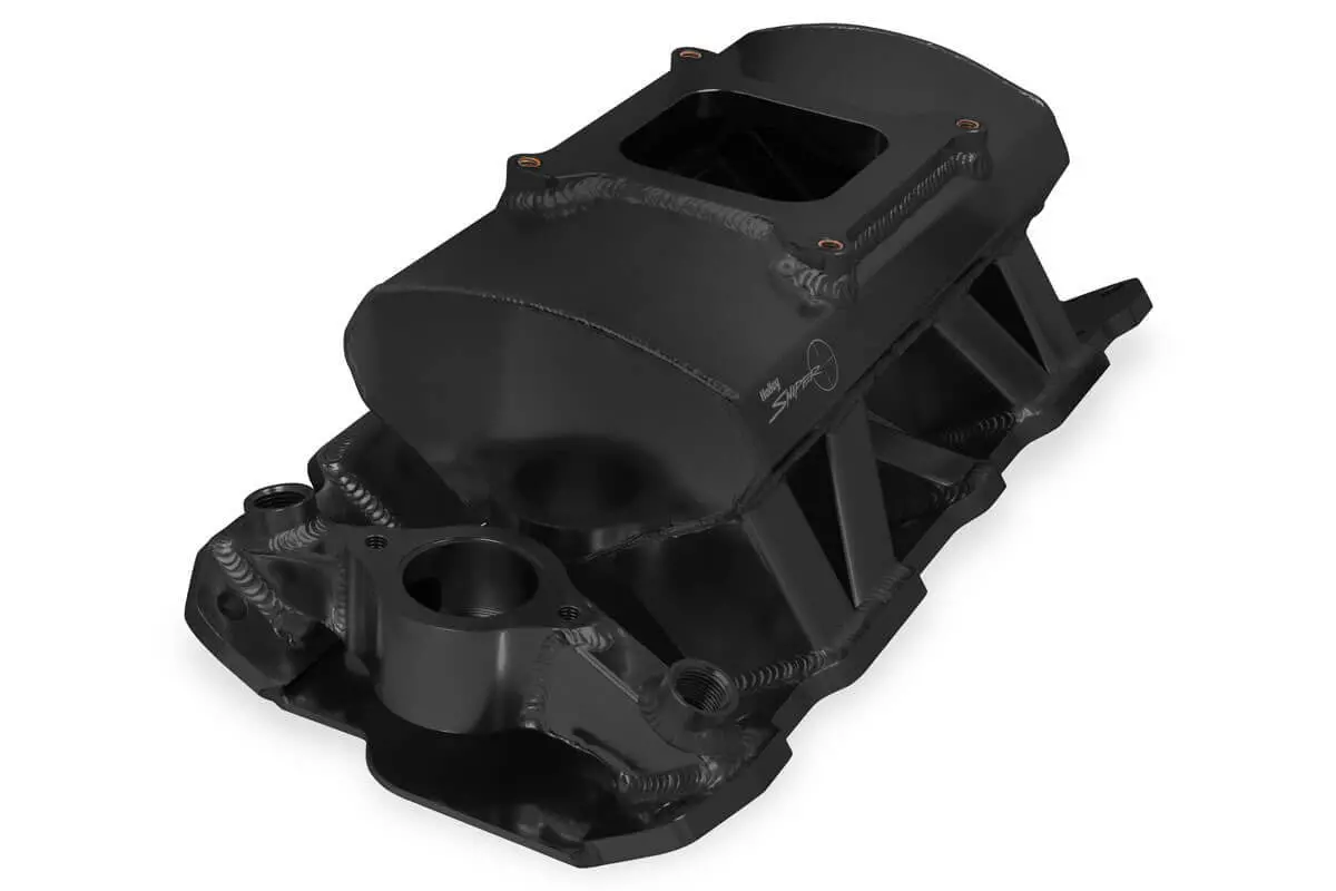 Holley Sniper Sbc Black Fabricated Single Plane Intake Manifold 1 X 4150 1