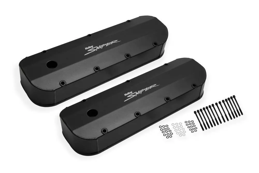 Holley Sniper Big Block Chevy Fabricated Valve Covers / Black Finish 1
