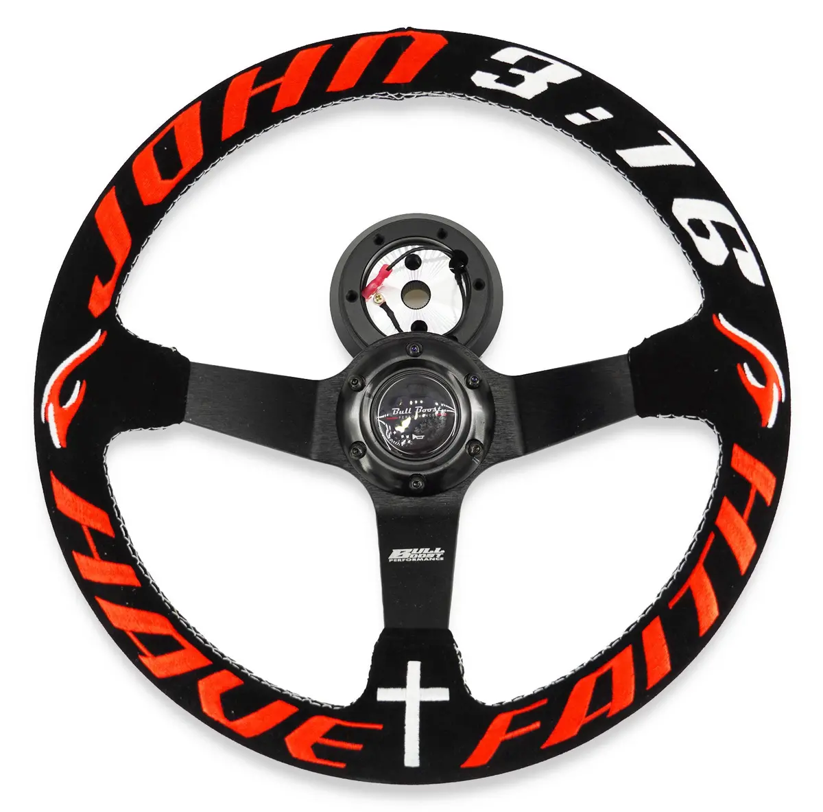 Have Faith Suede Steering Wheel + Short Hub Adapter For 83-04 Ford Mustang / 89-92 Ford Ranger 1