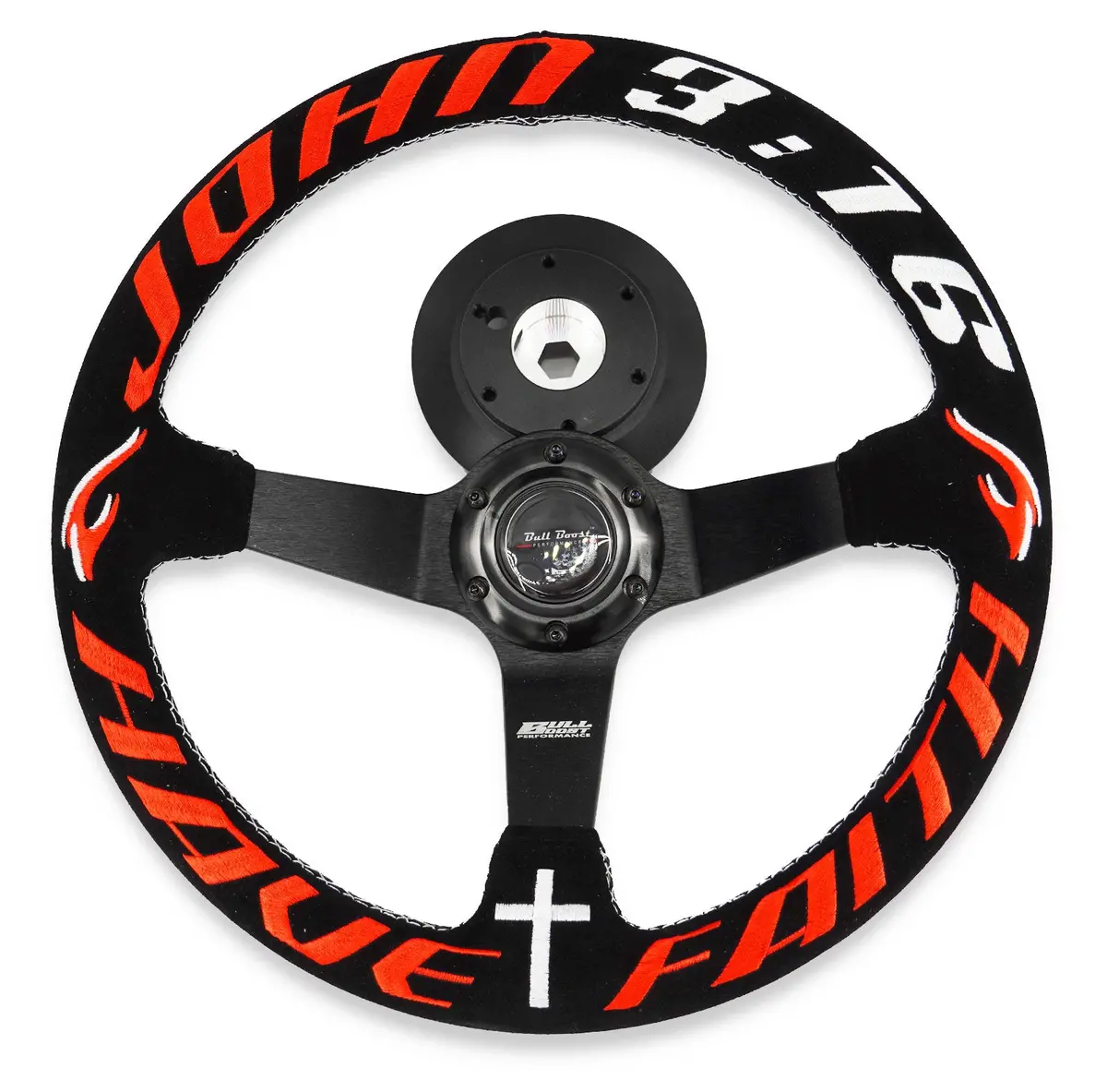 Have Faith Deep Dish 350Mm Steering Wheel + Short Hub Adapter Kit For Mustang Focus Fiesta Mazda 1