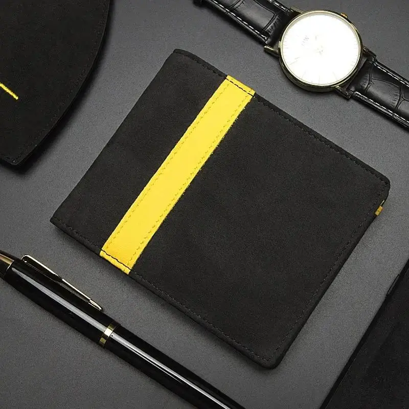 High Quality Alcantarra Car Auto & Sports Fur Suede Leather Men's Wallet Money Purse Clip Credit Card Holder Short Size 1 Pcs 1