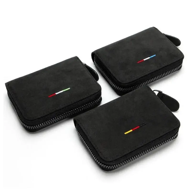High Quality Car Sports Fur Suede Leather Men Women Credit Card Holder Change Money Purse Wallet Key Case Italy Germany France 1