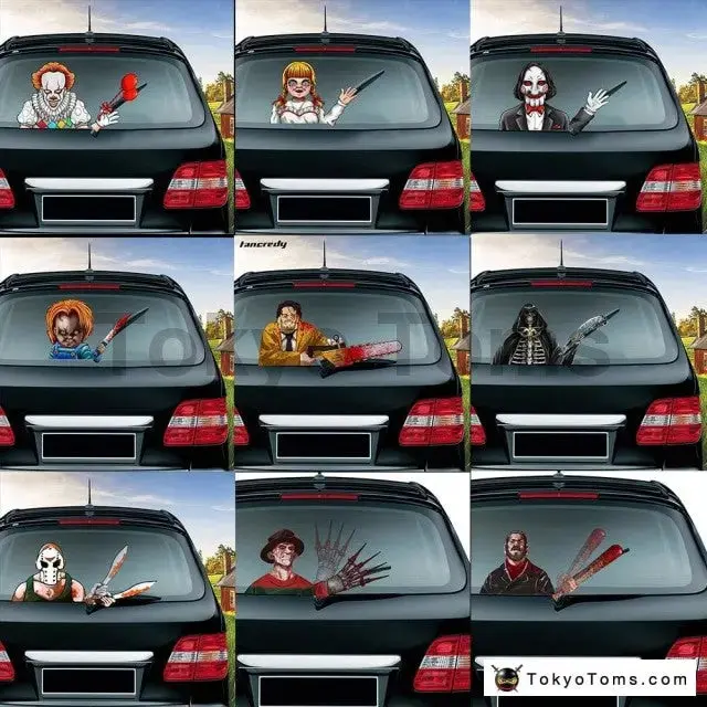 Horror Series Car Stickers Car Rear Windshield Decals Auto Decoration Waving Wiper Sticker 1