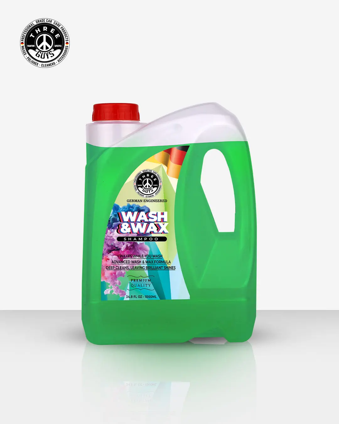 Wash & Wax Shampoo – Car Shampoo With Carnauba Wax | Wash & Shine In One Step | High Foam Formula | Three Guys - German Engineered 1