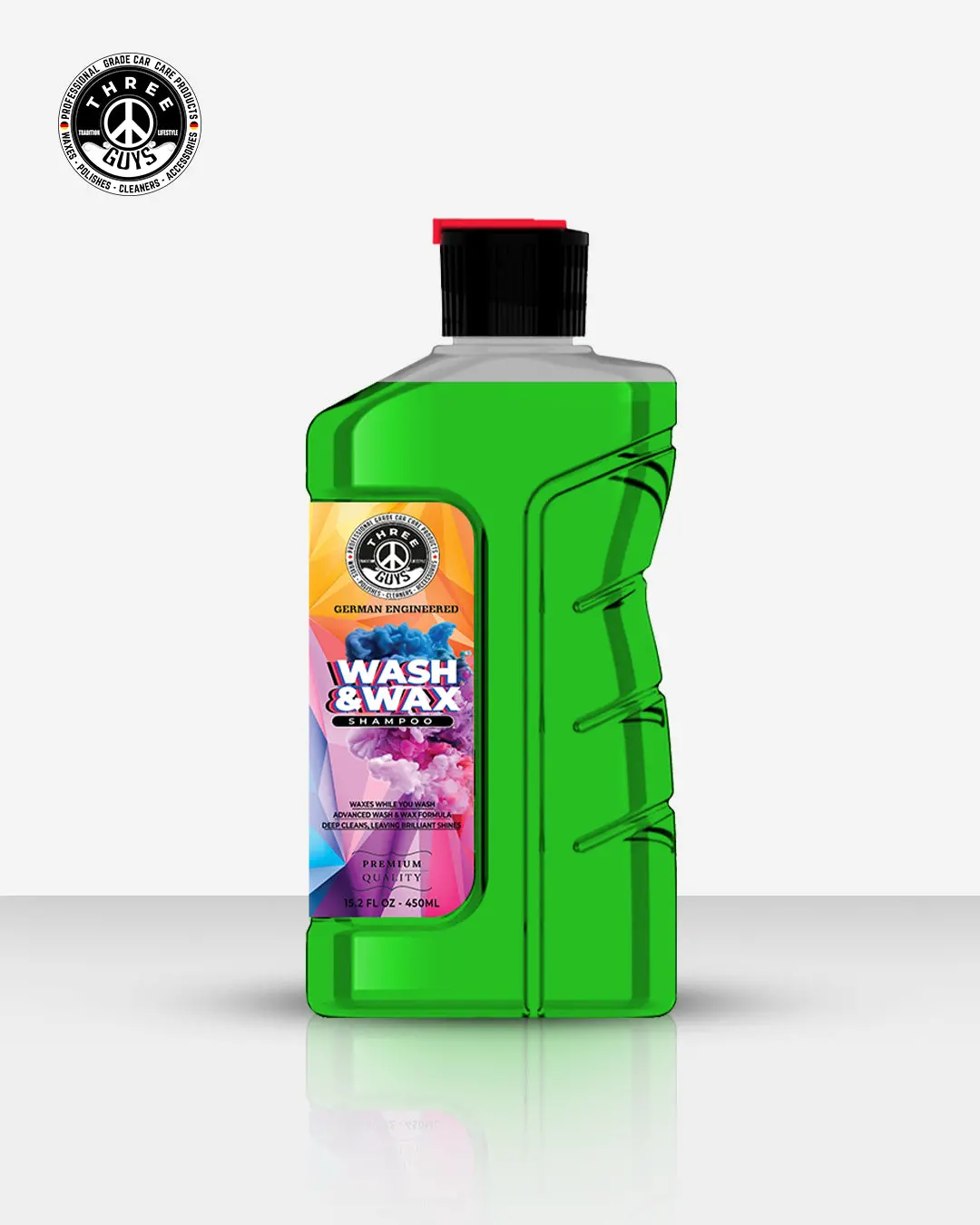 Wash & Wax Shampoo – Car Shampoo With Carnauba Wax | Wash & Shine In One Step | High Foam Formula | Three Guys - German Engineered 2