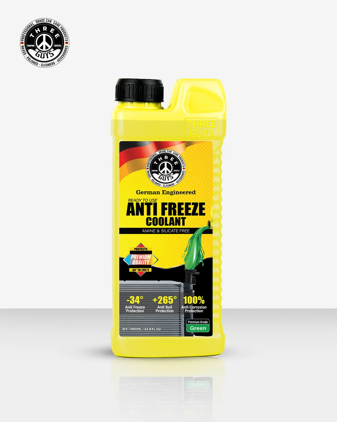 Antifreeze Coolant Green -Premium Grade | Iat Formula | Three Guys - German Engineered 1