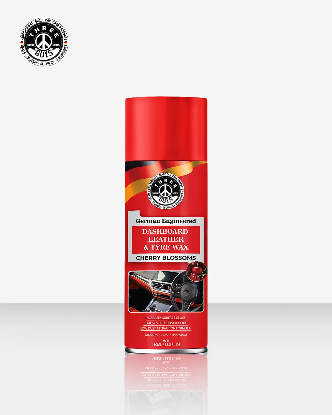 Dashboard Leather & Tyre Wax (450Ml) – Cherry Blossoms Fragrance | Uv Protection & Dust Repellent | Three Guys German Engineered 1