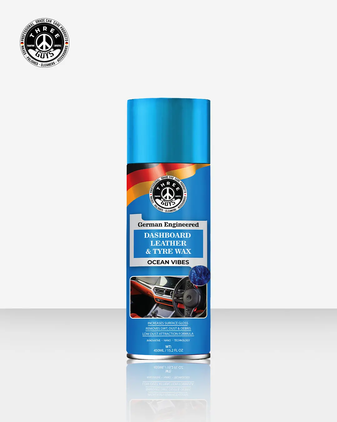 Dashboard Leather & Tyre Wax (450Ml) – Ocean Vibes Fragrance | Uv Protection & Dust Repellent | Three Guys German Engineered 1