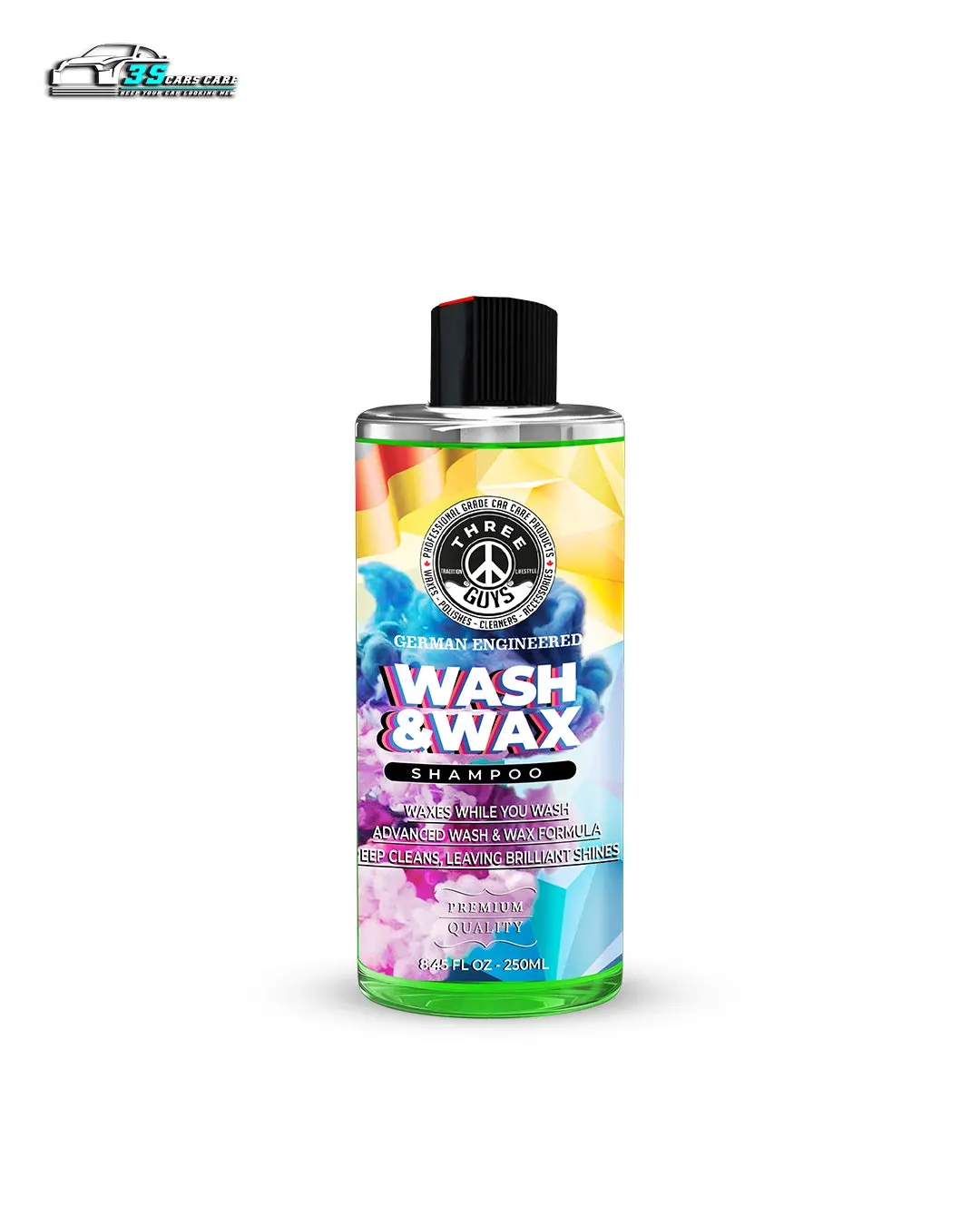 Wash & Wax Shampoo – Car Shampoo With Carnauba Wax | Wash & Shine In One Step | High Foam Formula | Three Guys - German Engineered 3