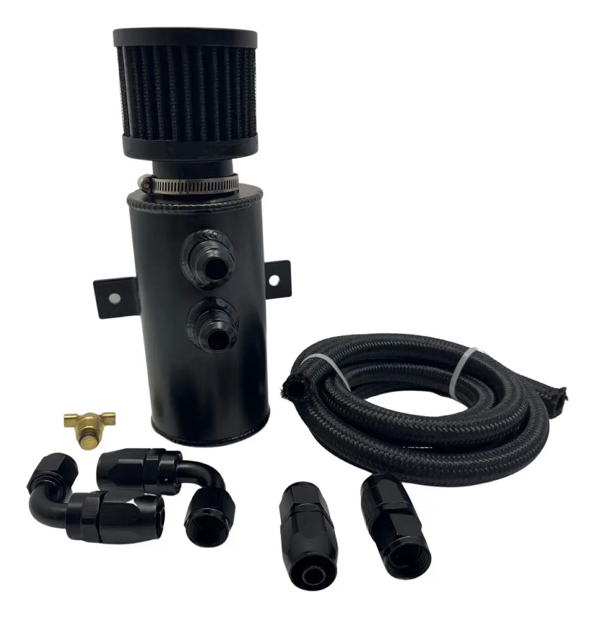 Pro Series Baffled 10An Oil Catch Can Hose Kit And Fittings Universal An10 Black 1