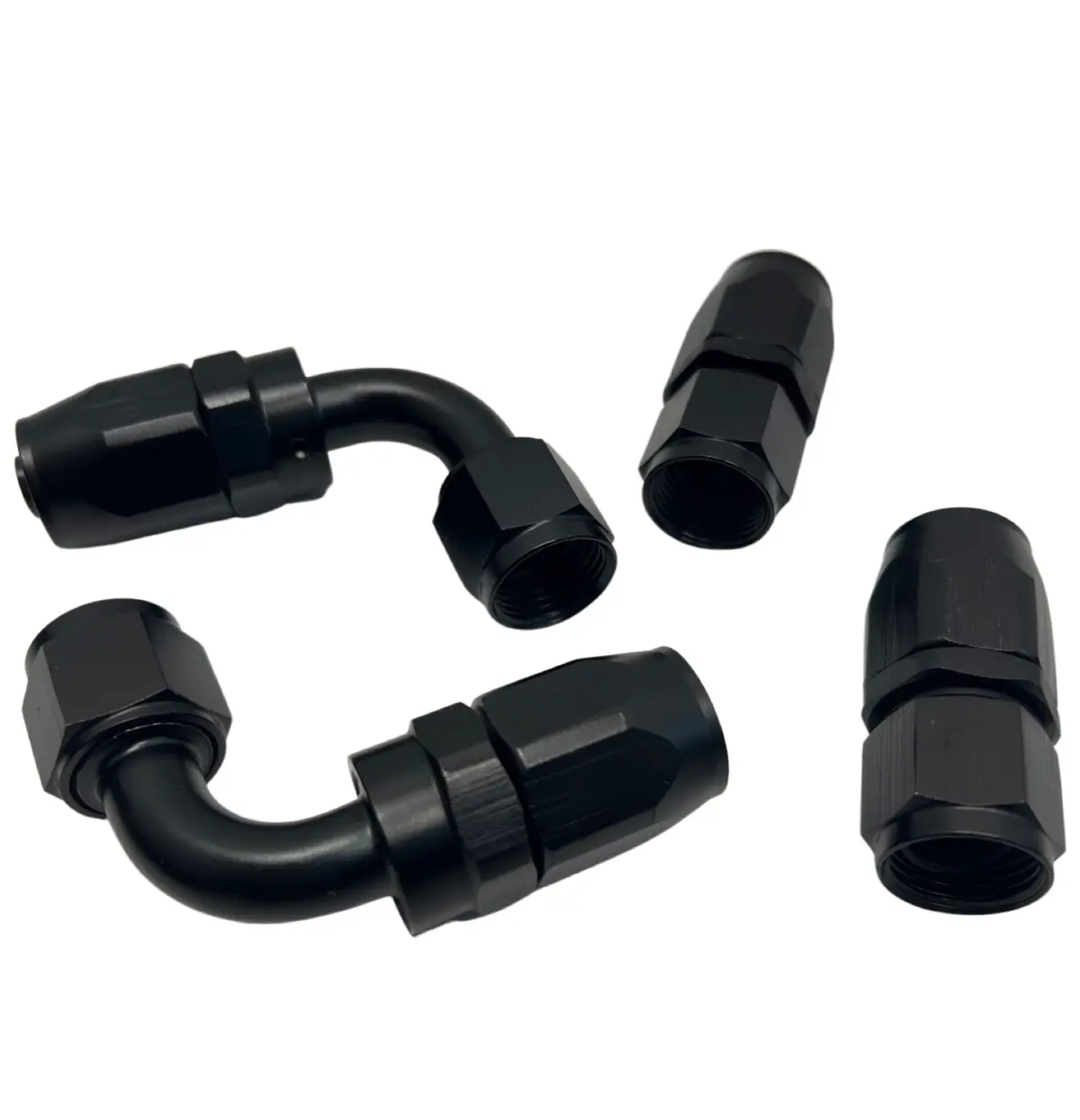 4Pcs 90° 0Degree Swivel Hose Line End Fitting Adaptor Fuel Oil An10 10An Black 1