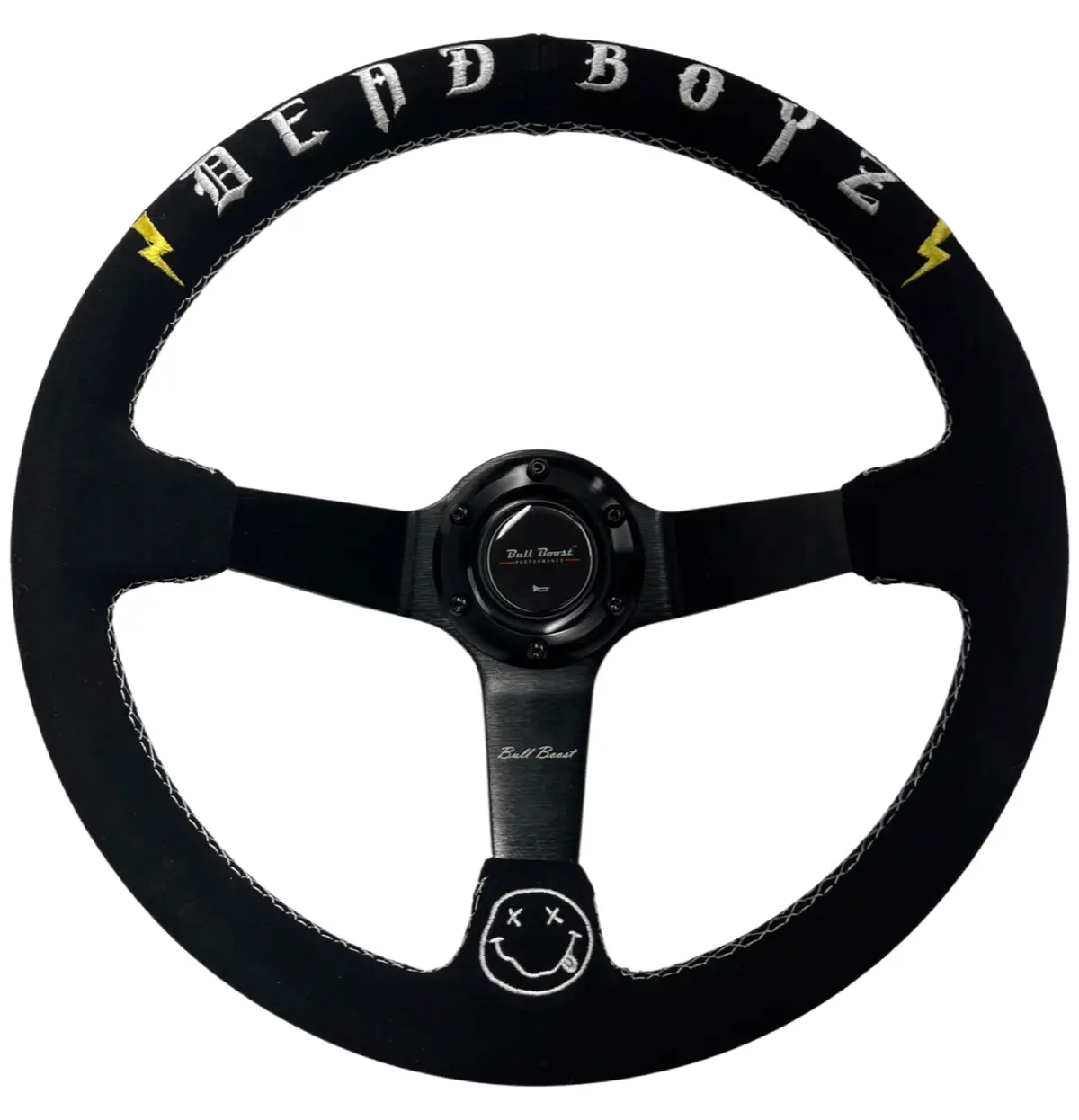 Deadboyz 350Mm Deep Dish Suede Steering Wheel + Short Hub Adapter Kit For Honda Acura Civic Integra Accord Del Sol, Crx, Prelude 2