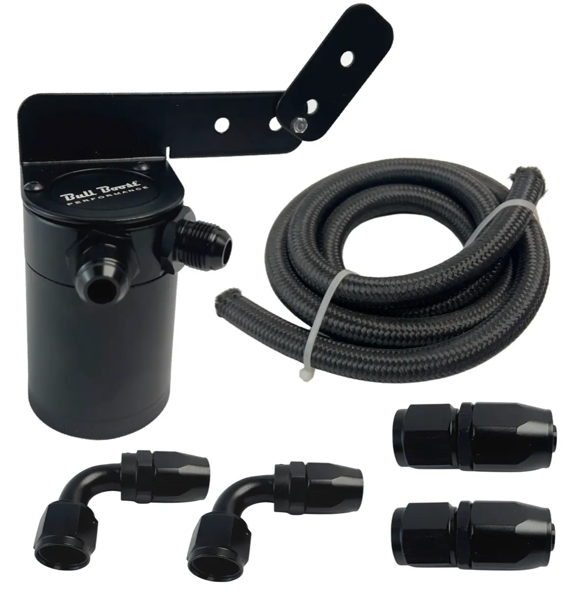 Universal Performance Oil Catch Can 2 Port -10An + Adjustable Mounting Bracket Kit Turbo V2 1