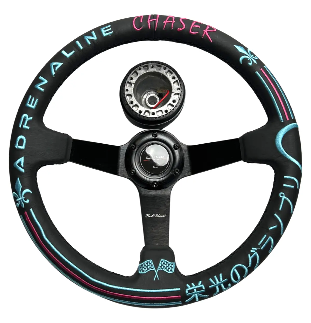 Leather 350Mm Steering Wheel Hub Adapter Kit For Toyota Pickup, Corolla, 4Runner, Mr2, Camry 1