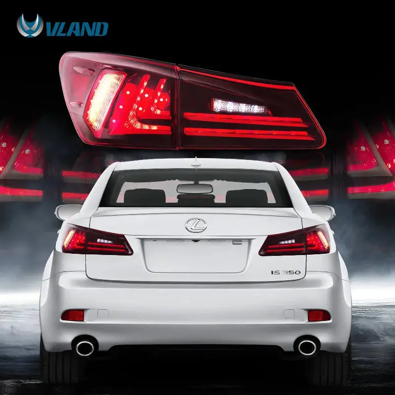 Vland Fit Lexus Is250/Is300/Is350 2006-2012 Tail Light Led Design Red Lens Taillight Assembly Rear Lamp 1
