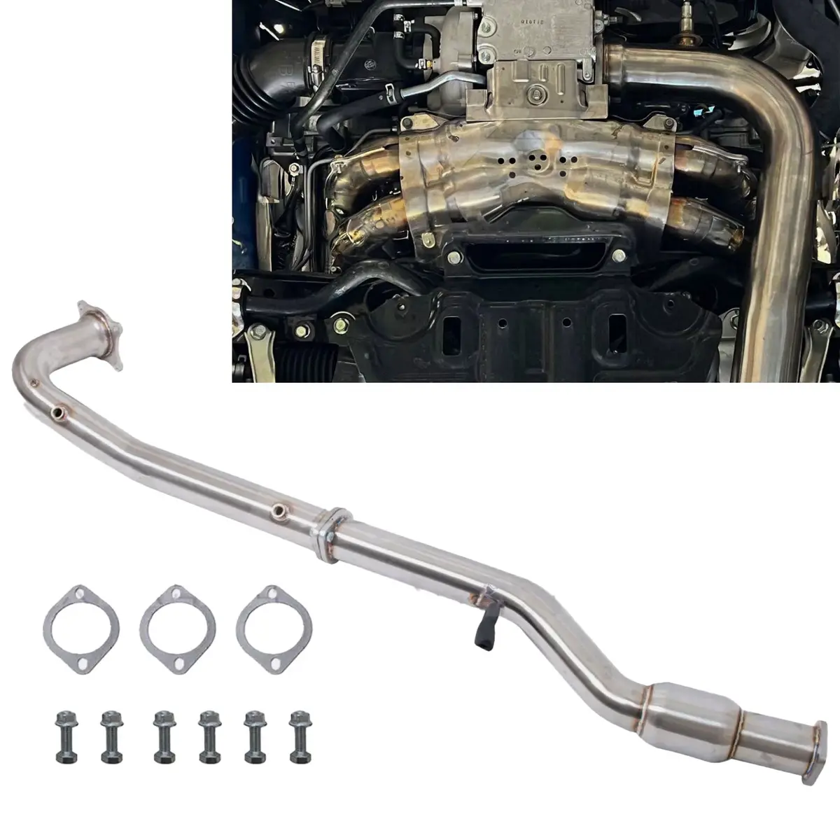 Subaru 6Mt High Flow Cat Resonated Pipe Intake Tube Exhaust For 15-21 Wrx 1