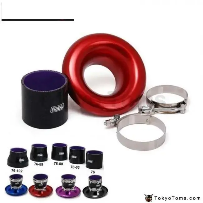 Jdm Universal Aluminum Intake Inlet Velocity Stack + Clamps+Silicone Hose Tk-Bov1009ddlb-76 1