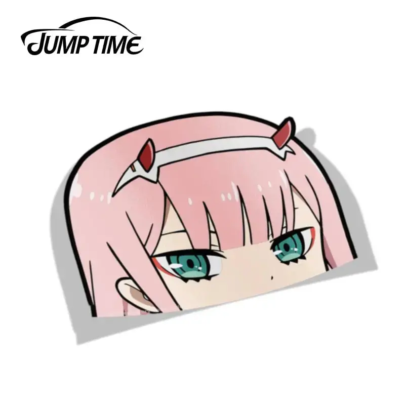 Jump Time 13Cm X 9.8Cm Funny Waterproof Car Stickers Jdm Car Decals For Darling In The Franxx  Zero Two Big Head Vinyl Car Wrap 1