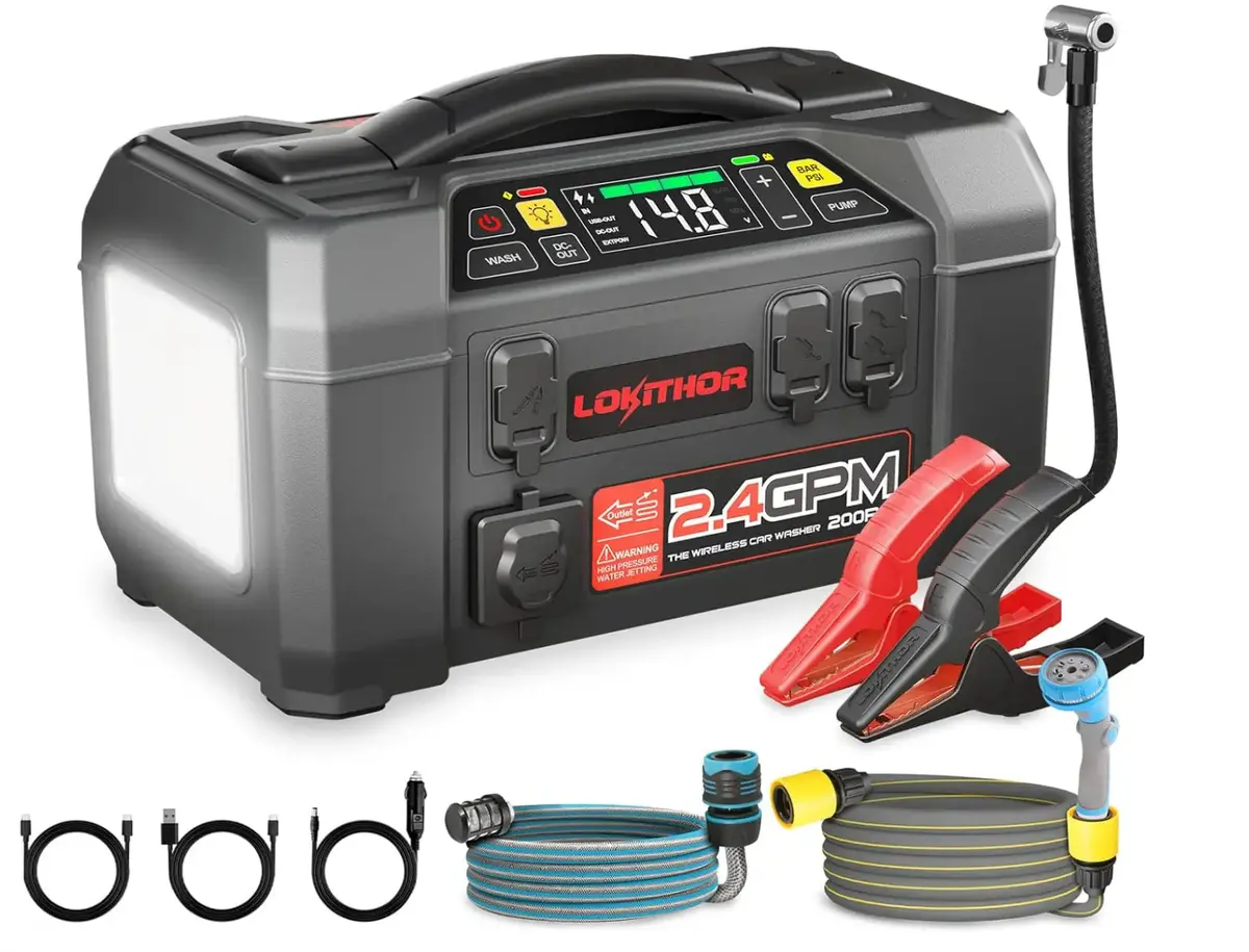 Lokithor Jump Starter With Air Compressor, Aw401 2500A 12V Car Jump Starter Battery Pack With 150Psi Tire Inflator For Up To 8.5L Gas Or 6.5L Diesel 1