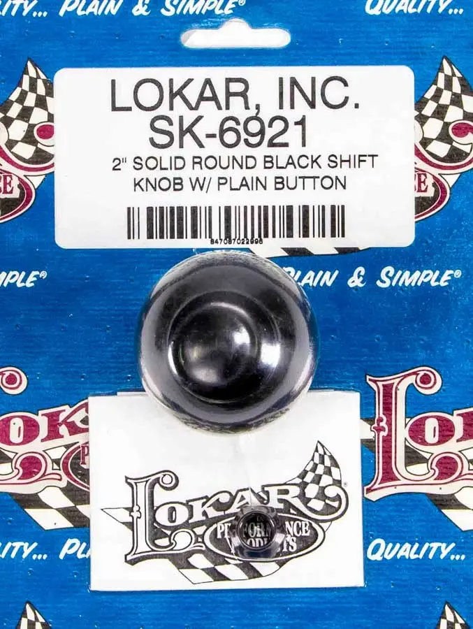 2In Shift Knob Solid Round Black W/Button 1