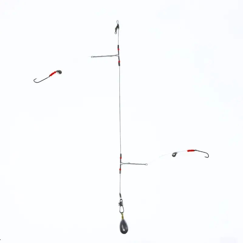 Fully Rigged Bottom Rig With Long Shank Hooks 1